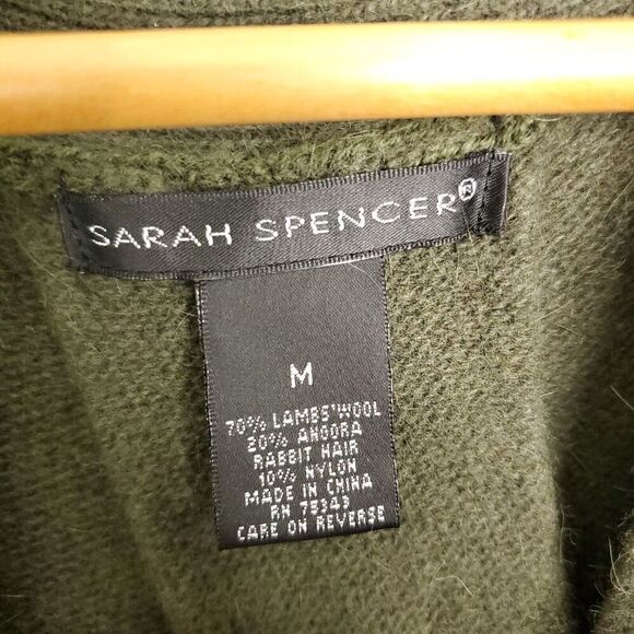 Sarah Spencer Sweater Womens M Lambswool Angora Rabbit Olive Green Heavy Knit - Picture 5 of 9